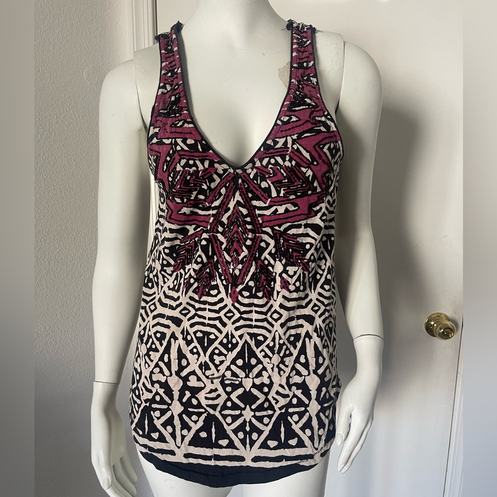 Ecota Urban Outfitters Beaded Embellished Aztec Black & Purple Design Size M